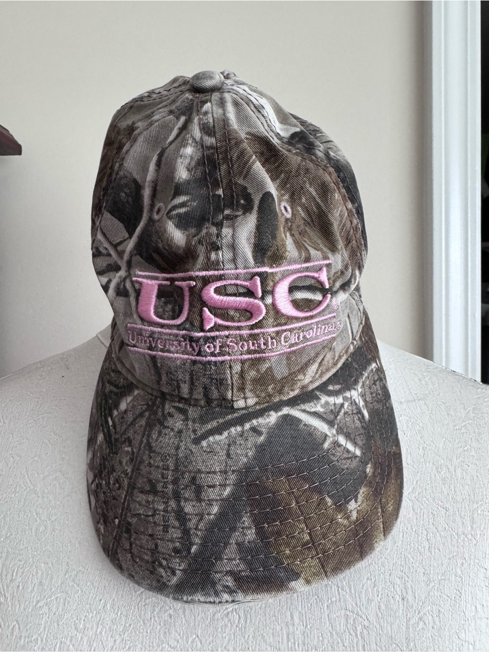 University of South Carolina Camo Cap with Pink Logo